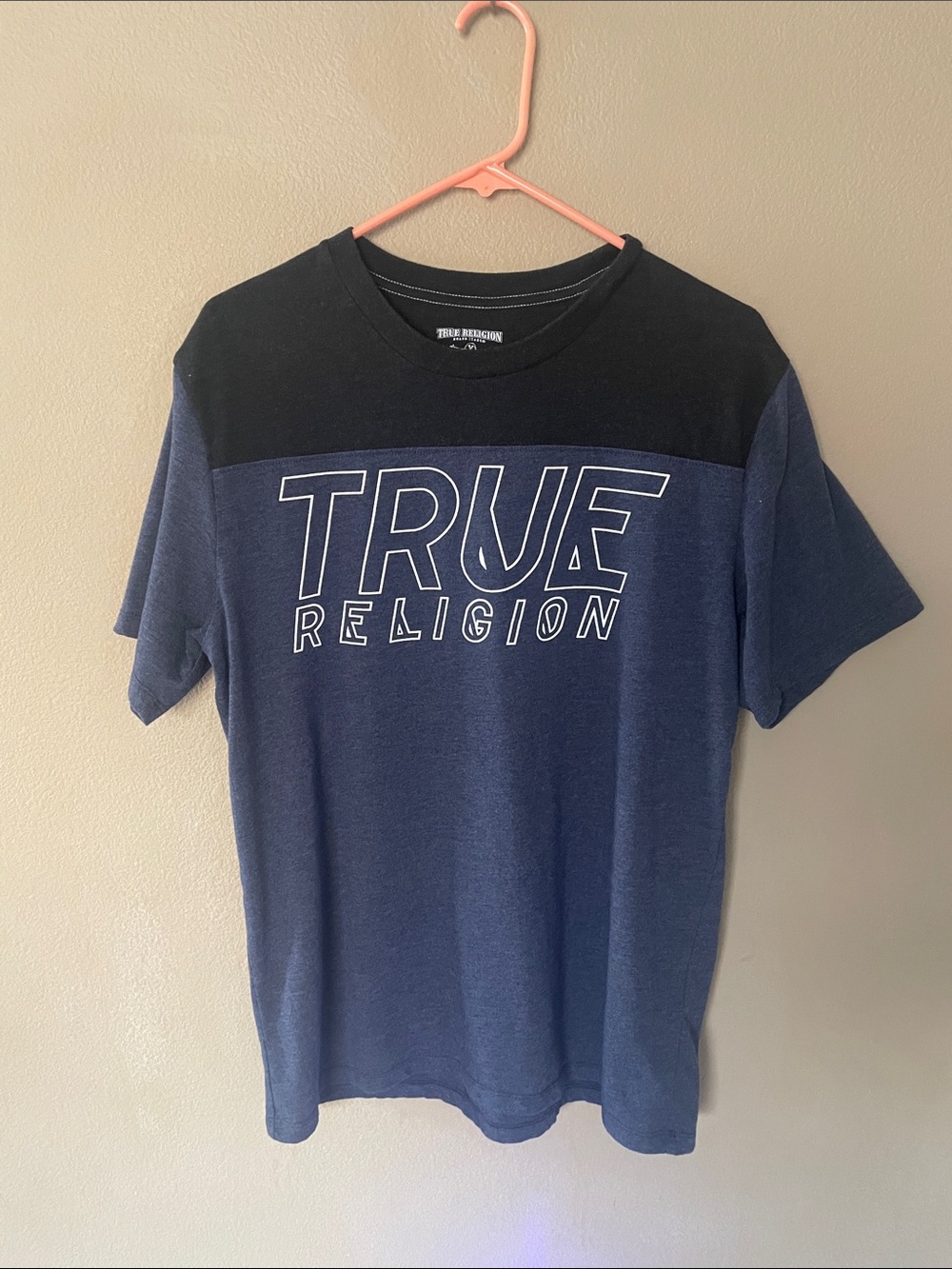 True Religion Navy and Black Short-Sleeve Logo Tee